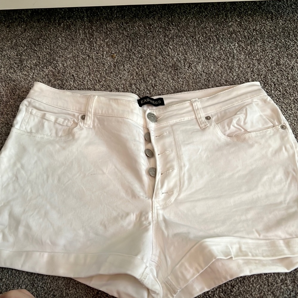 Express white high waisted shorts